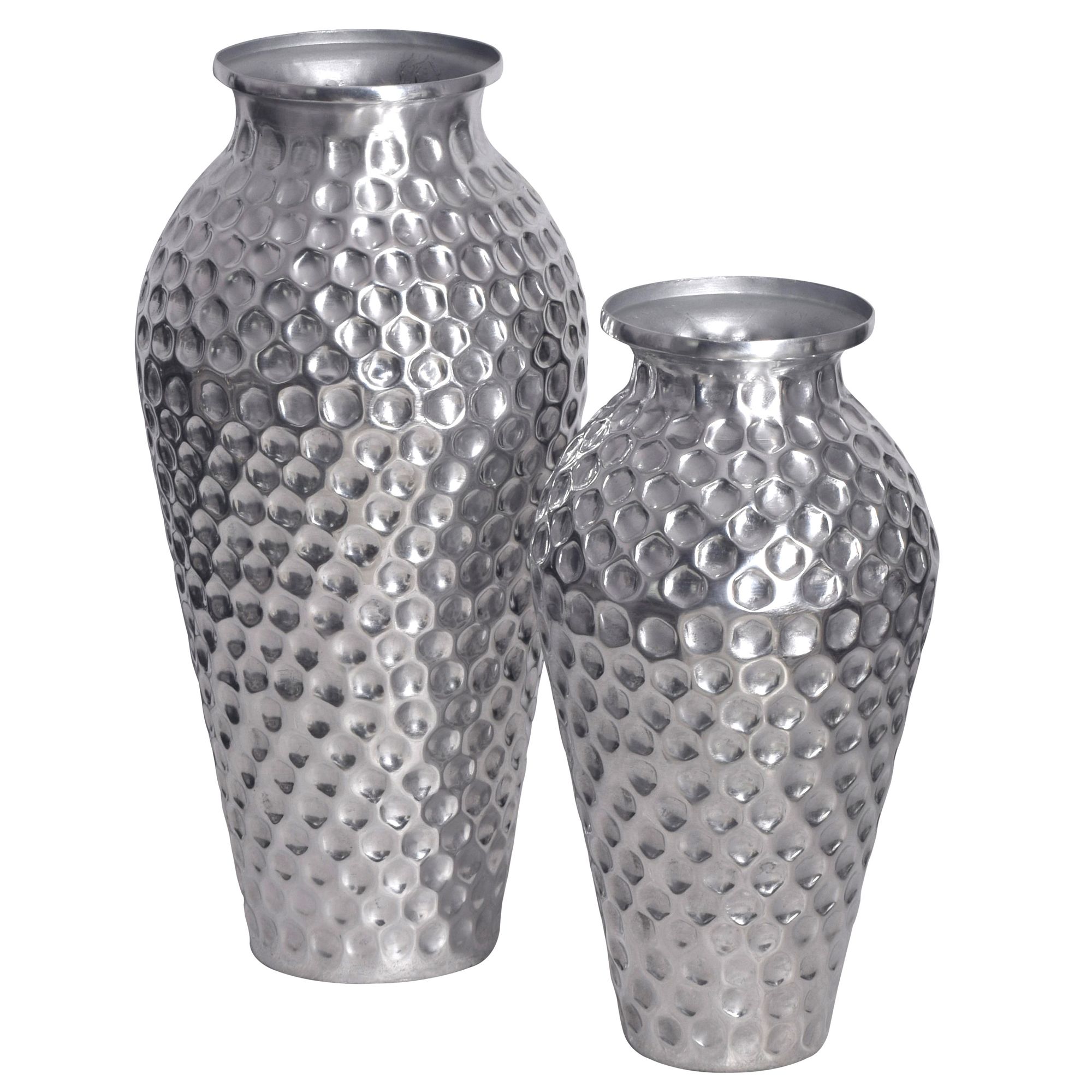 Deko Vase 2er Set Aluminium Silber Amphore Blumenvase Modern
