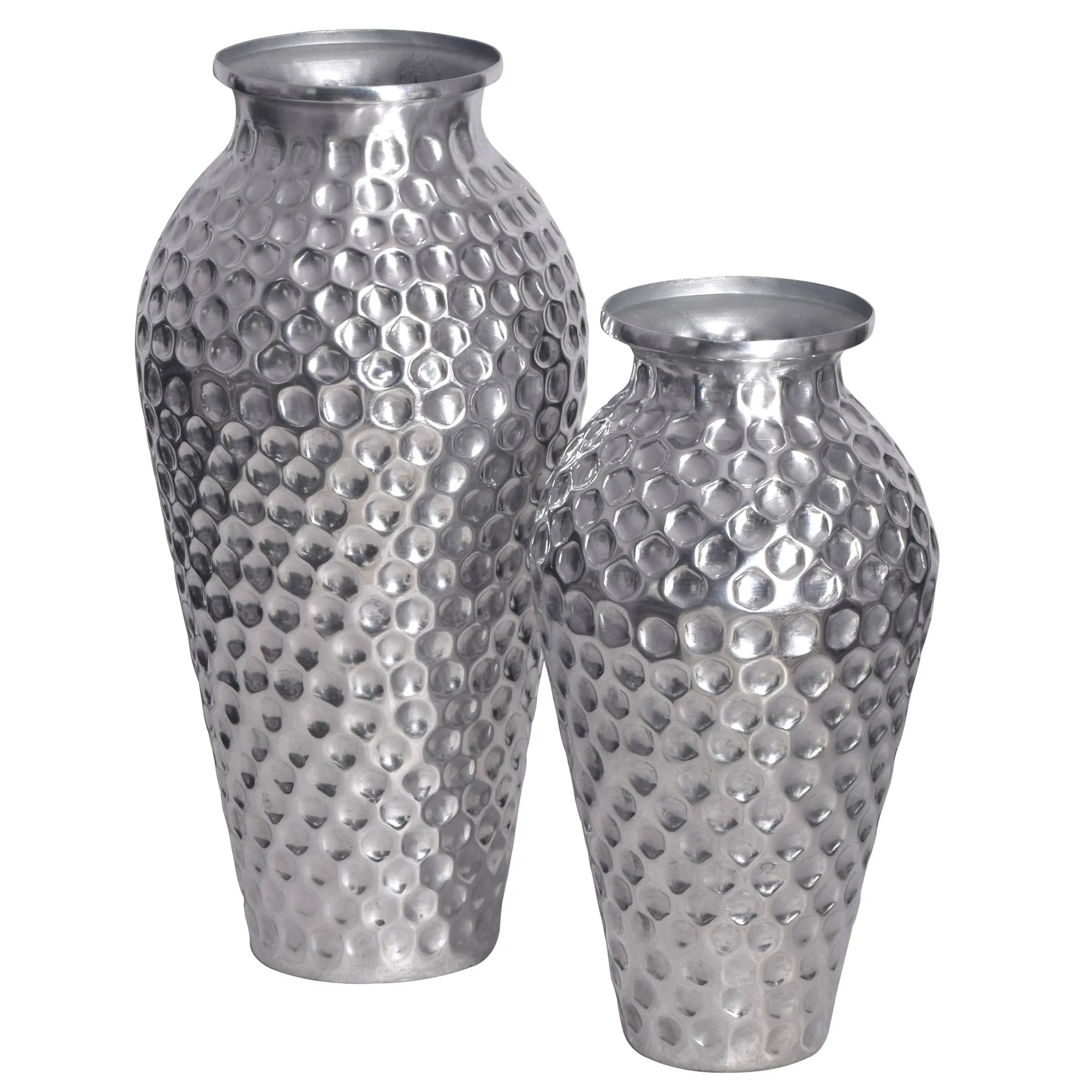 Deko Vase 2er Set Aluminium Silber Amphore Blumenvase Modern