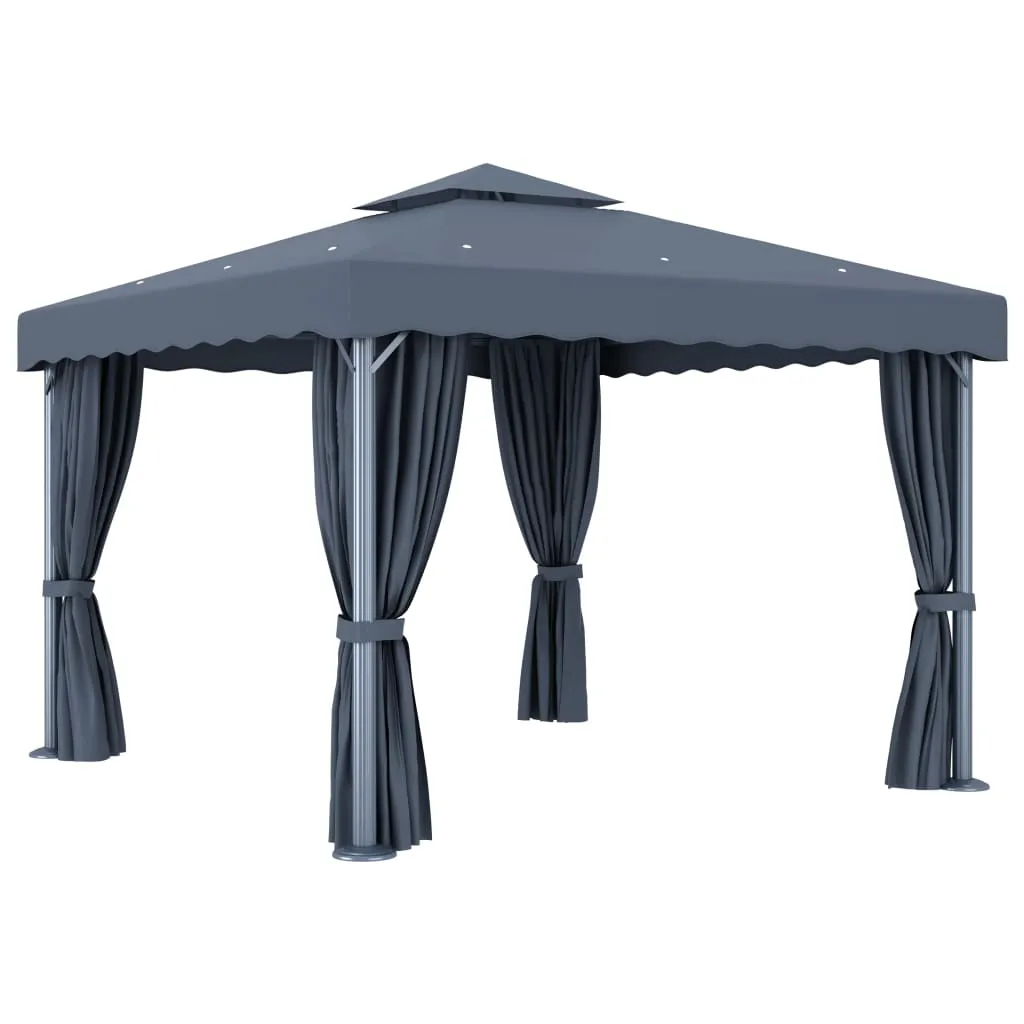 Pavillon 3x3 m Anthrazit mit Aluminium- und Stahlgestell