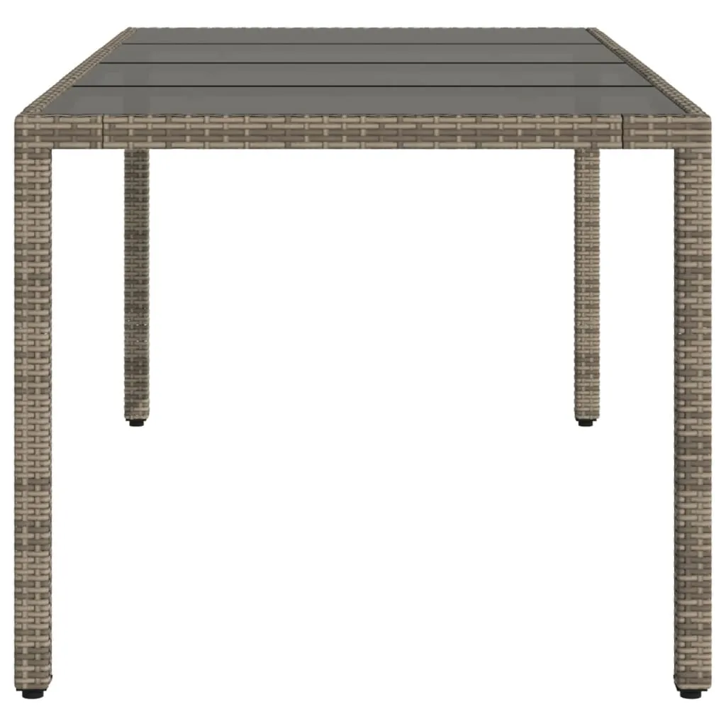 Gartentisch mit Glasplatte 190 x 90 x 75 cm Grau