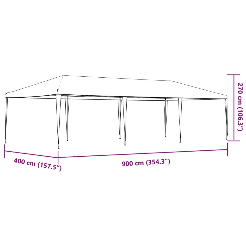 Weißes Partyzelt 9 x 4 x 2,7 m – UV- und wasserbeständig