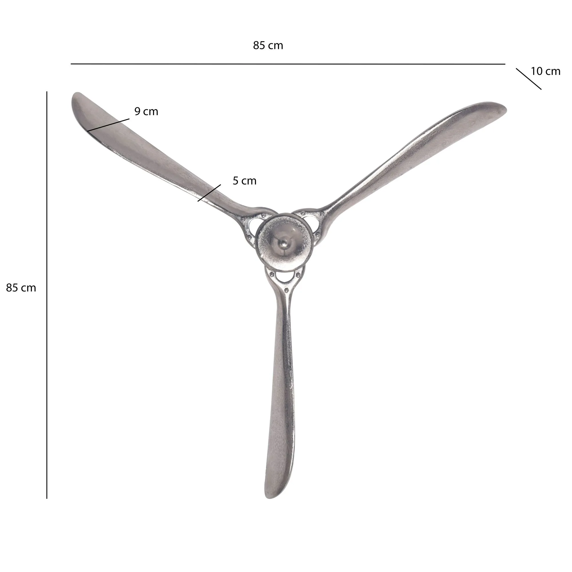 Deko Propeller 85x85 cm Silber Metall Flugzeug Wandpropeller
