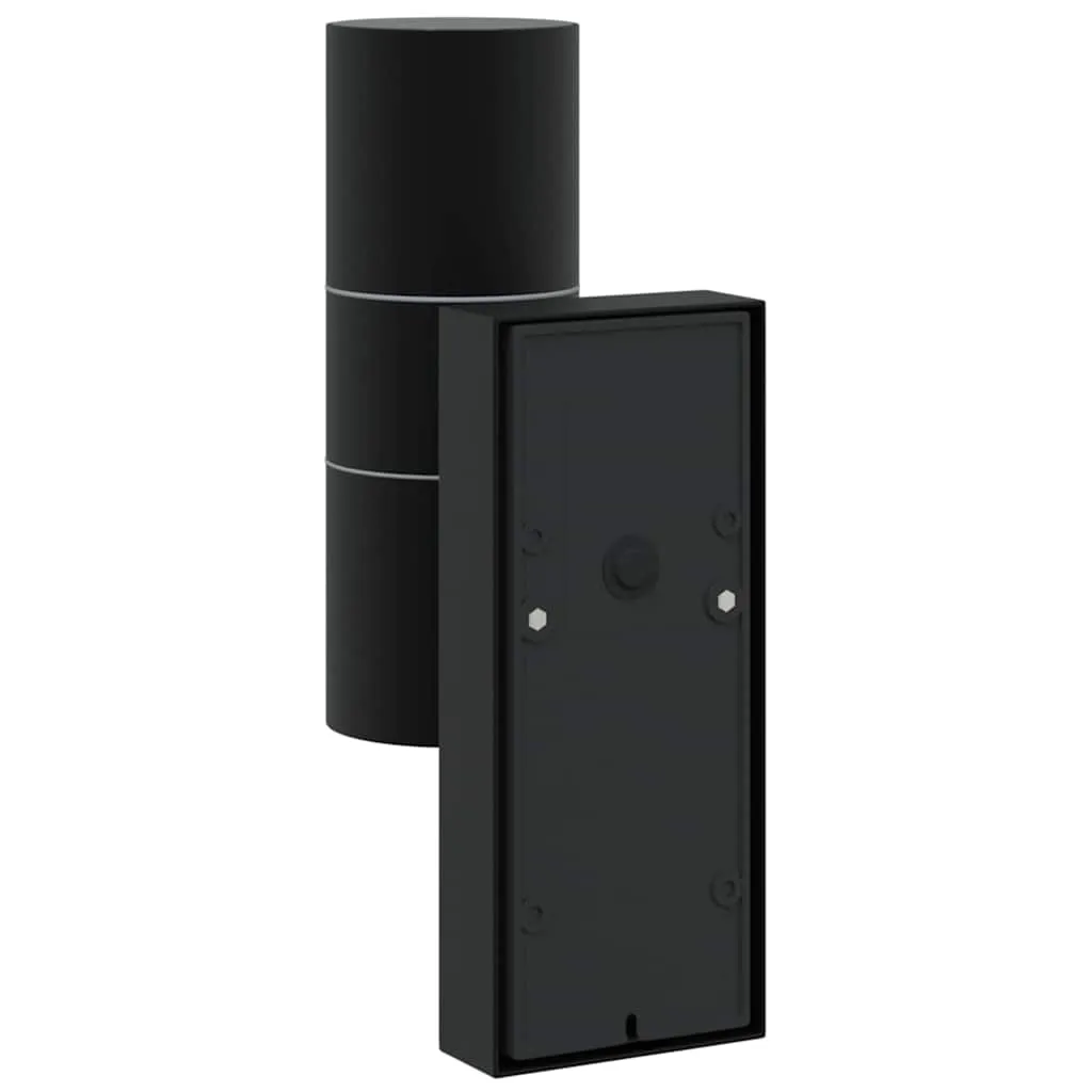 Außenwandleuchte Schwarz 7 x 10 x 22 cm, Edelstahl und Glas