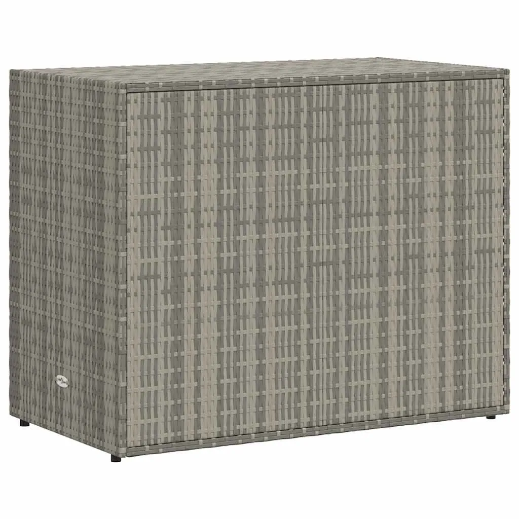 Gartenschrank aus PE-Rattan mit Echtholzgriffen, 100 x 55,5 x 80 cm, Grau