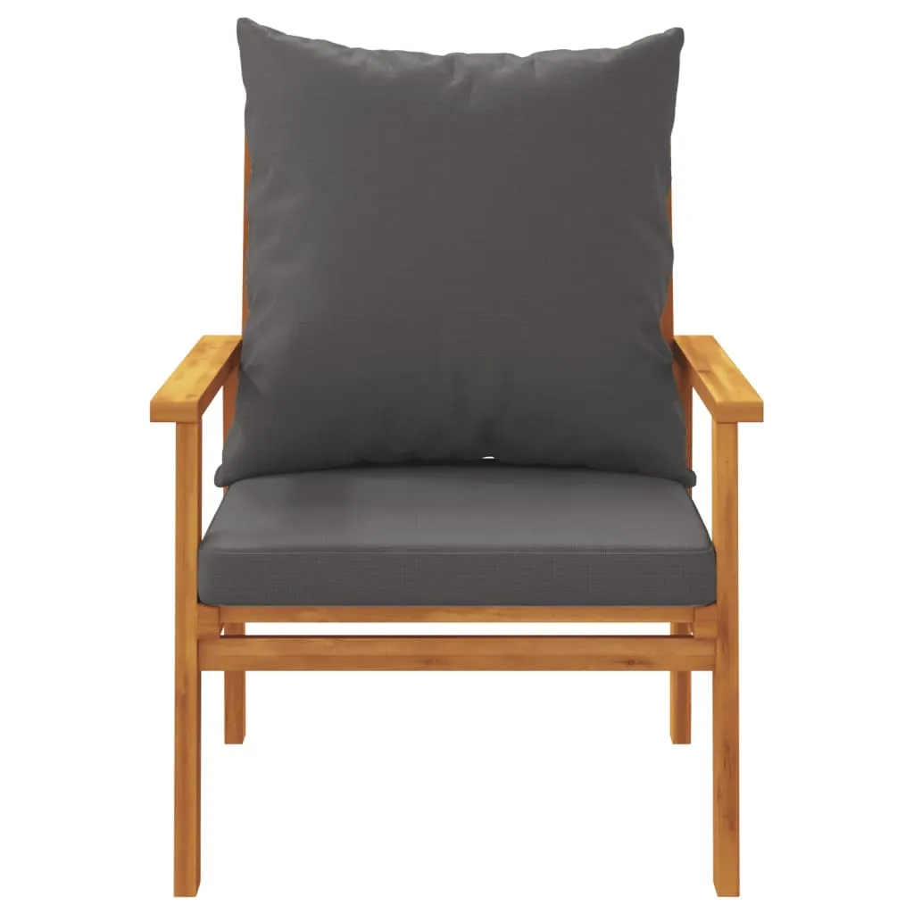 Outdoor-Sessel aus Echtholz mit Kissen, 68x65x81 cm, Dunkelgrau