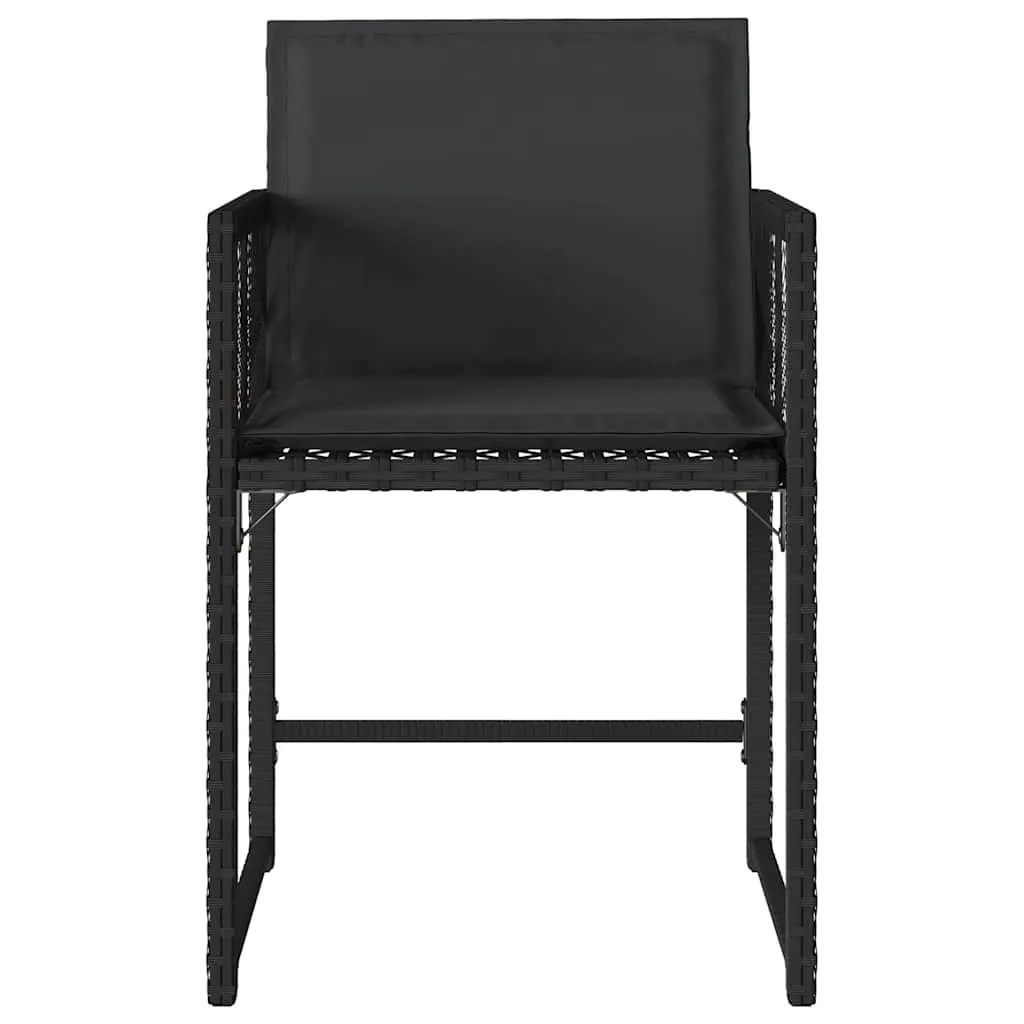 Gartenstuhl aus PE-Rattan mit Stahlrahmen 50,5x54x79 cm Schwarz