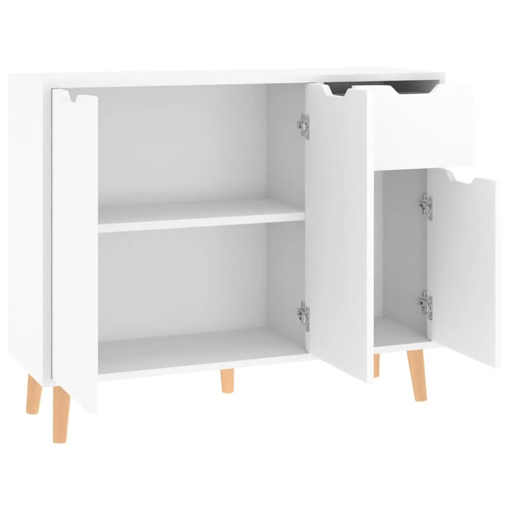 tinkaro Sideboard ELBUNA Holz Aufbewahrungsschrank Hochglanz-Weiß