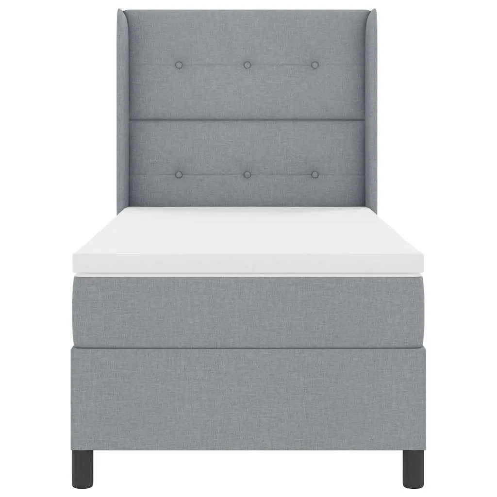Boxspringbett LED Hellgrau 90x190 cm Massivholz & Stoff