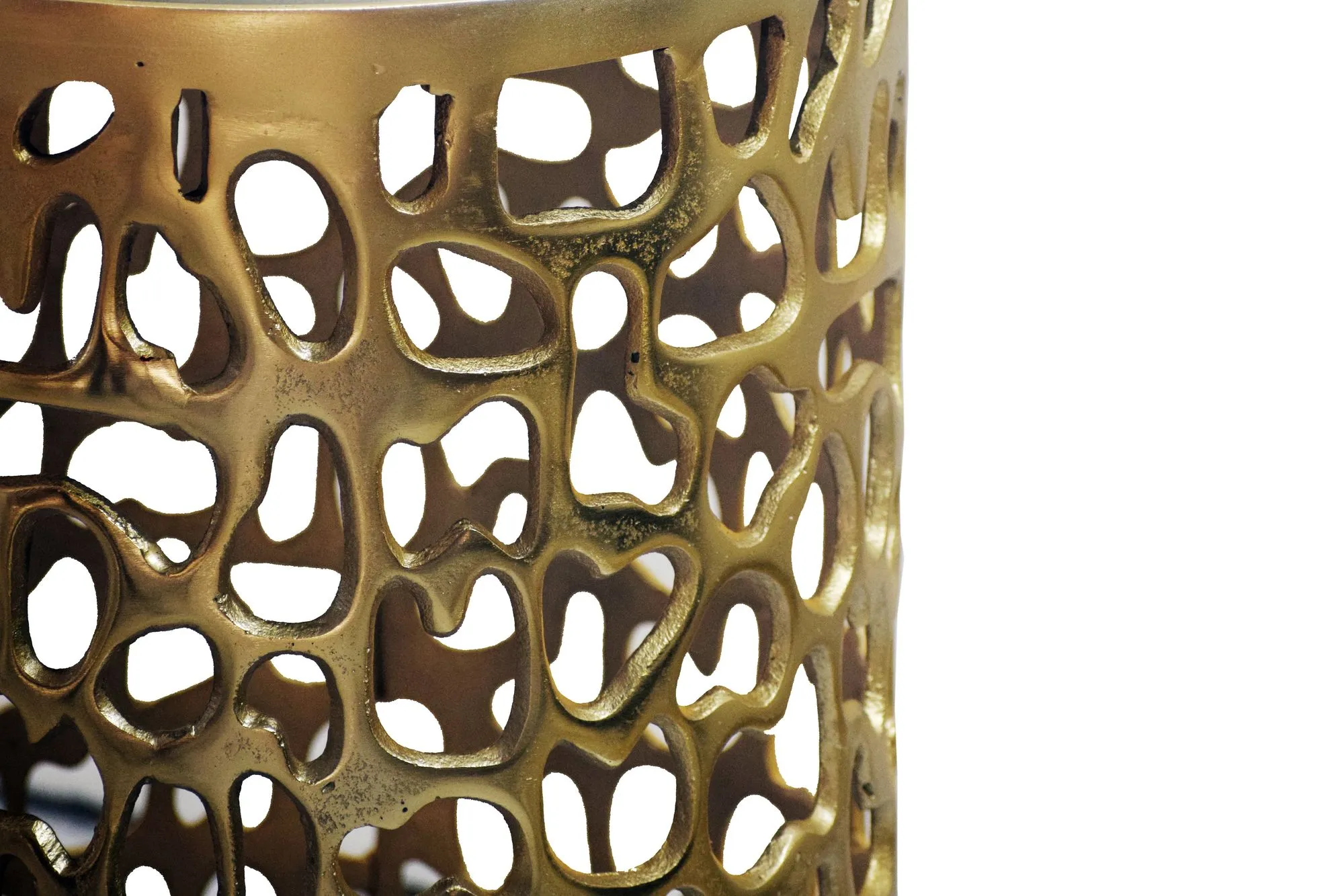 Beistelltisch Aluminium gold rund 30cm – Anstelltisch mit Marmor Tischplatte – Design Metall Couchtisch für Wohnzimmer – runder Wohnzimmertisch modern – Dekotisch Handmade Sofatisch