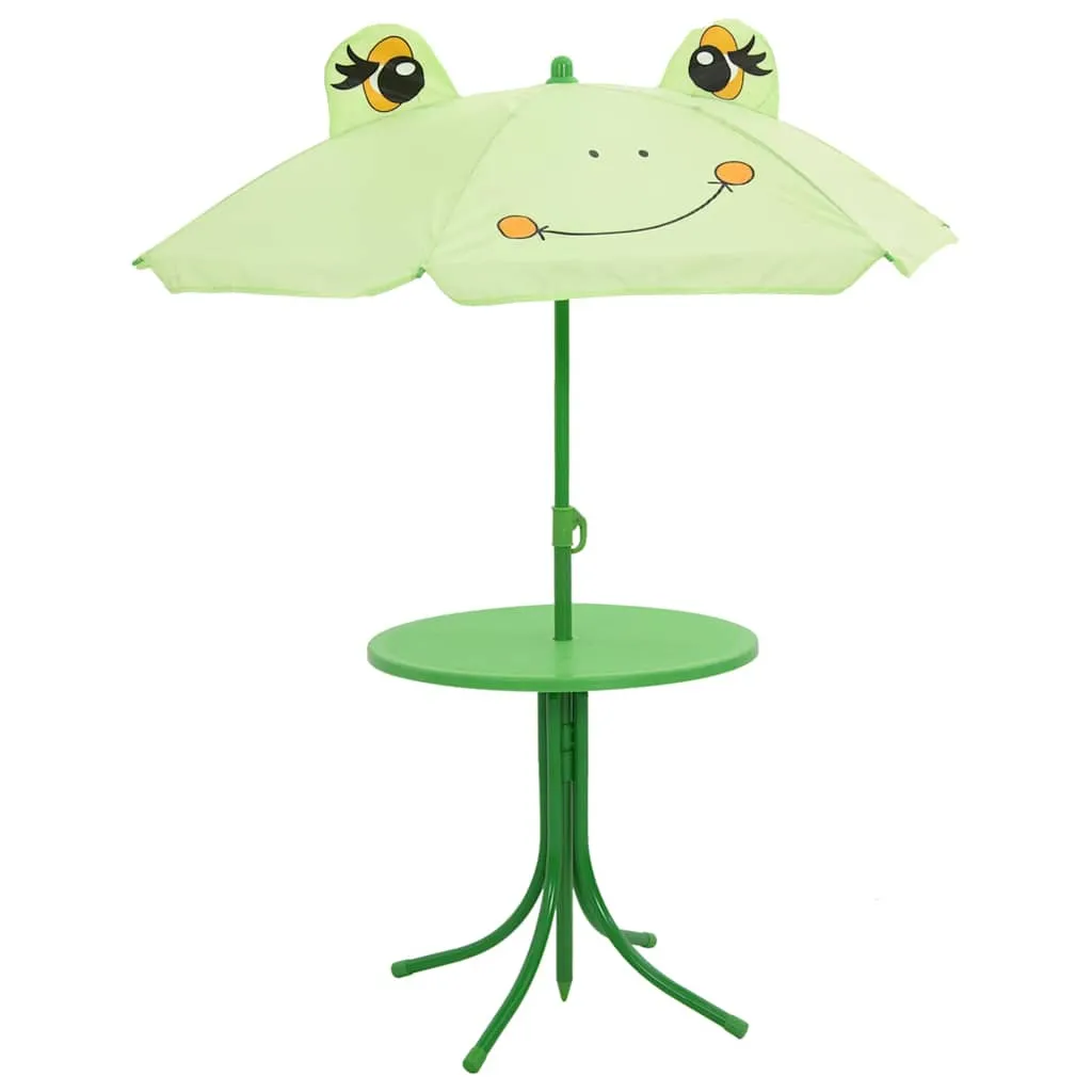 3-tlg. Garten-Bistro-Set für Kinder mit Sonnenschirm Grün