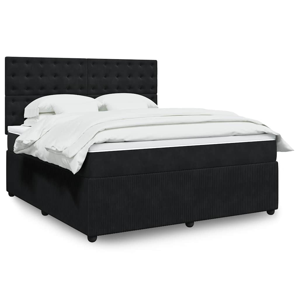 Boxspringbett Samt mit LED-Beleuchtung 180x200 cm Schwarz