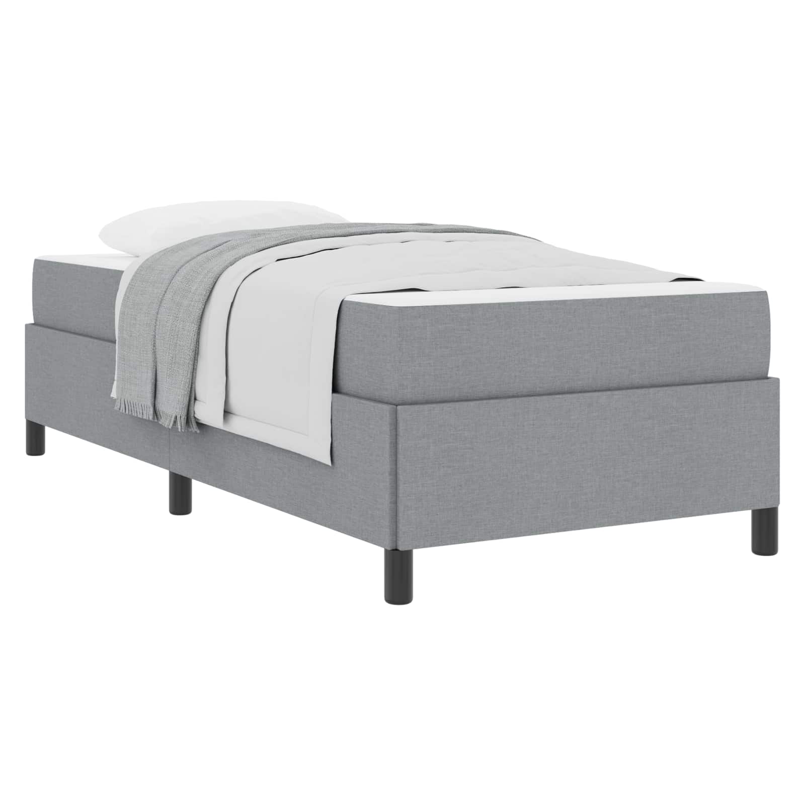 Boxspringbett mit Matratze, Holzwerkstoff, 200 x 90 cm, Hellgrau