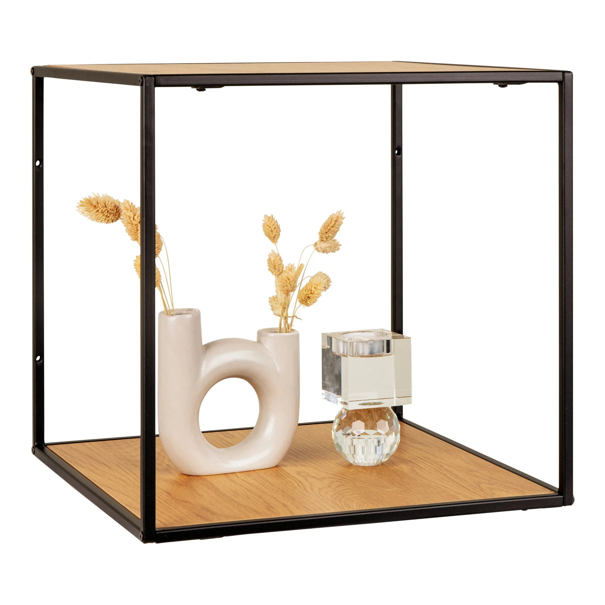 tinkaro Vita Wandregal 36 x 36 x 36 cm Eiche-Optik Schwarz