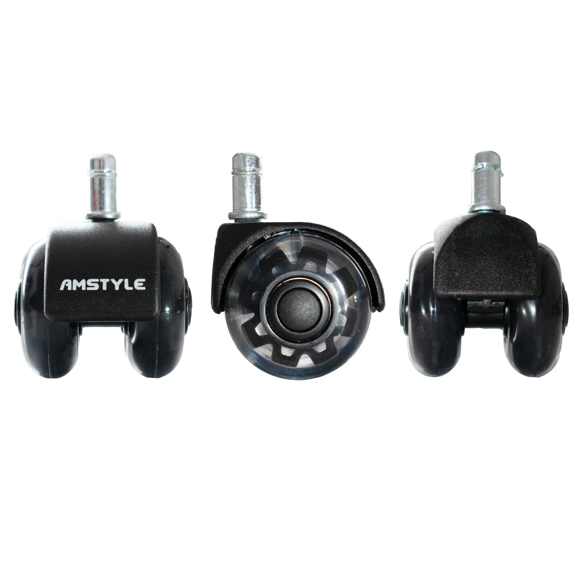 Amstyle 5er Set leichtgängige Universal-Schwerlastrollen für Bürostuhl 11 mm Stift / Durchmesser 50 mm