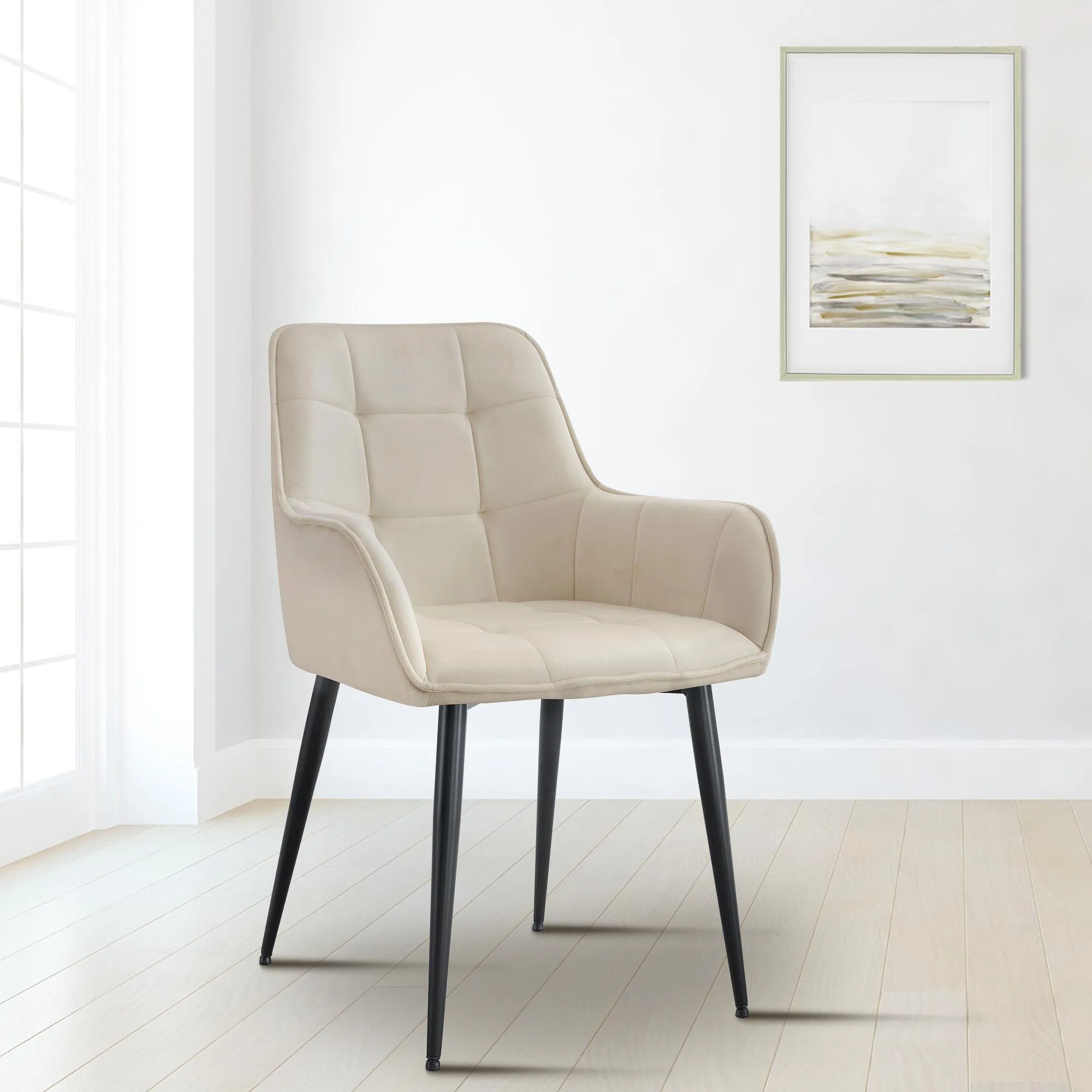 Esszimmerstuhl Ferndale Samt 62x58x86 cm creme