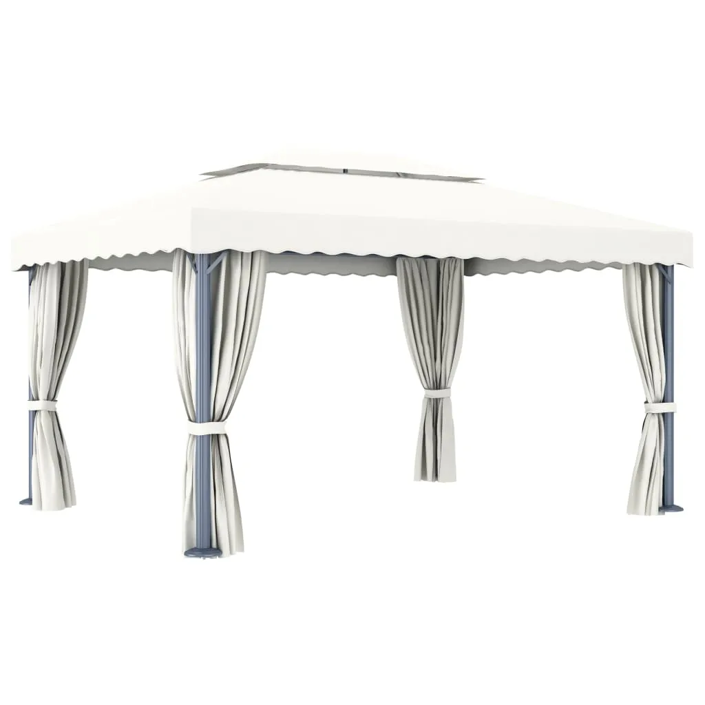 Eleganter Pavillon 4x3 m Cremeweiß mit Aluminium- und Stahlgestell