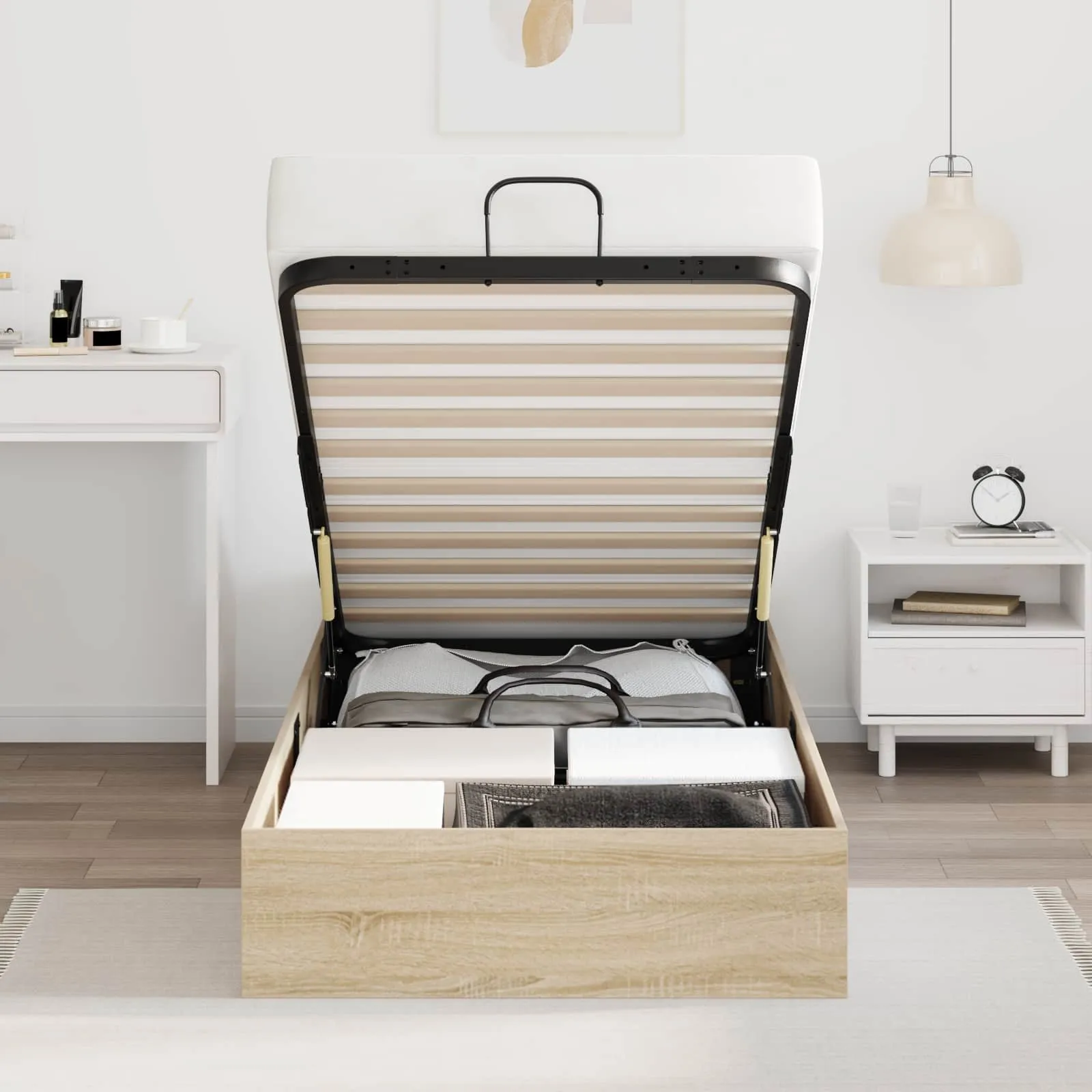 Ottoman Bettgestell 203 x 90 x 25 cm Sonoma-Eiche