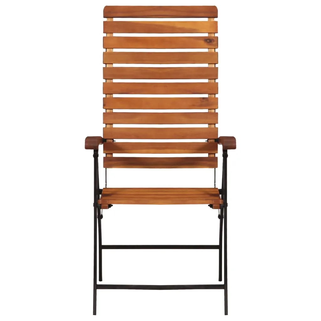 Gartenstühle aus Echtholz mit Stahlrahmen 59x(73-98)x(97-111) cm