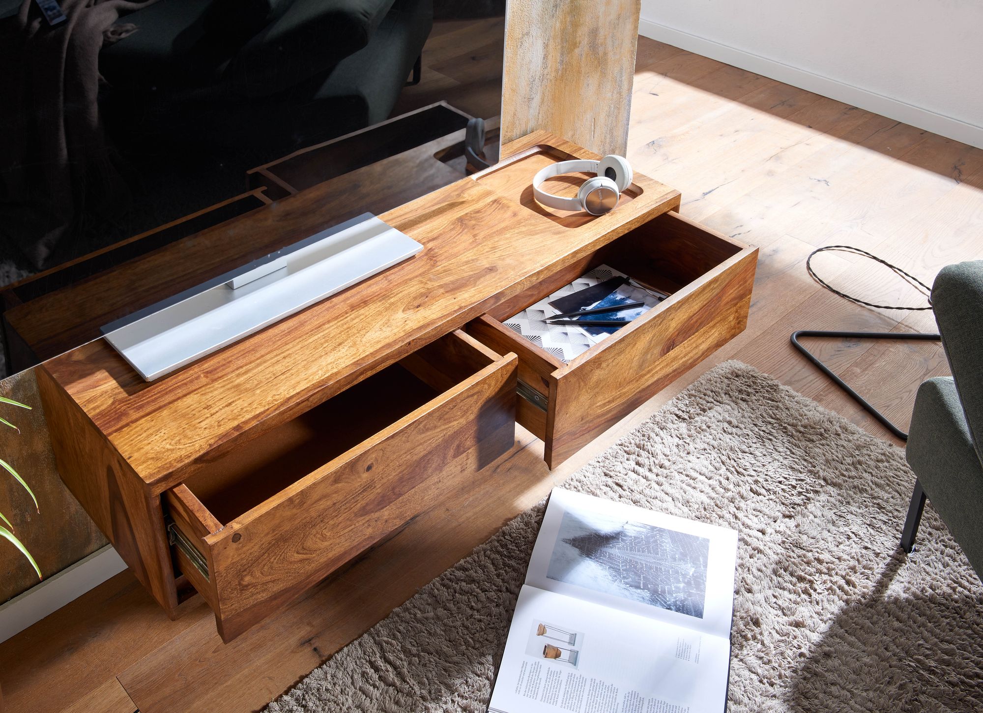 Tinkaro Lowboard BORES Sheesham Massivholz TV Schrank Braun tinkaro-lowboard-bores-sheesham-massivholz-tv-schrank-braun