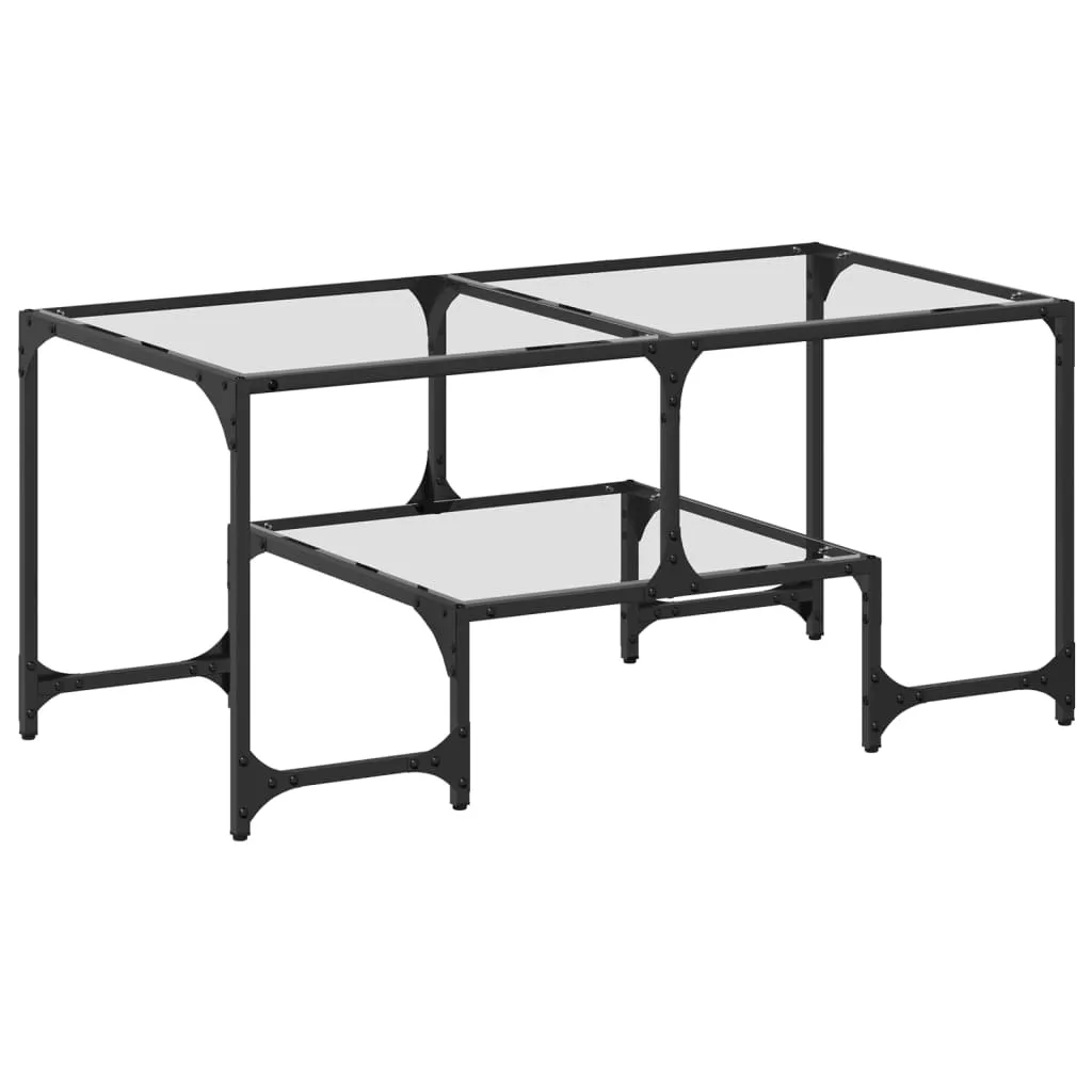 Eleganter Couchtisch 98,5 x 50 x 45 cm aus Glas und Massivholz
