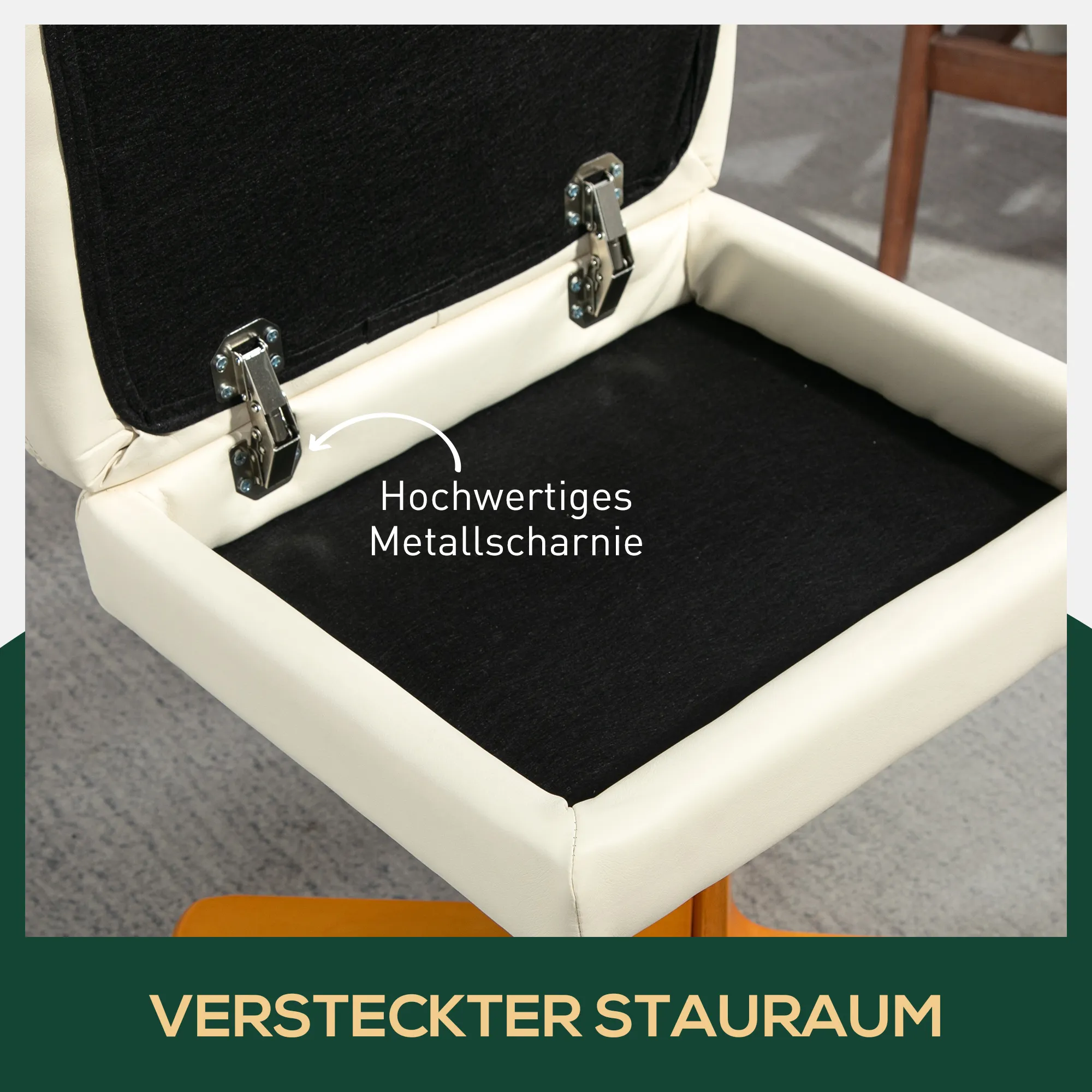 Relaxsessel mit Hocker, 145° neigbare Rückenlehne, 360° drehbar, Kunstleder, Cremeweiß