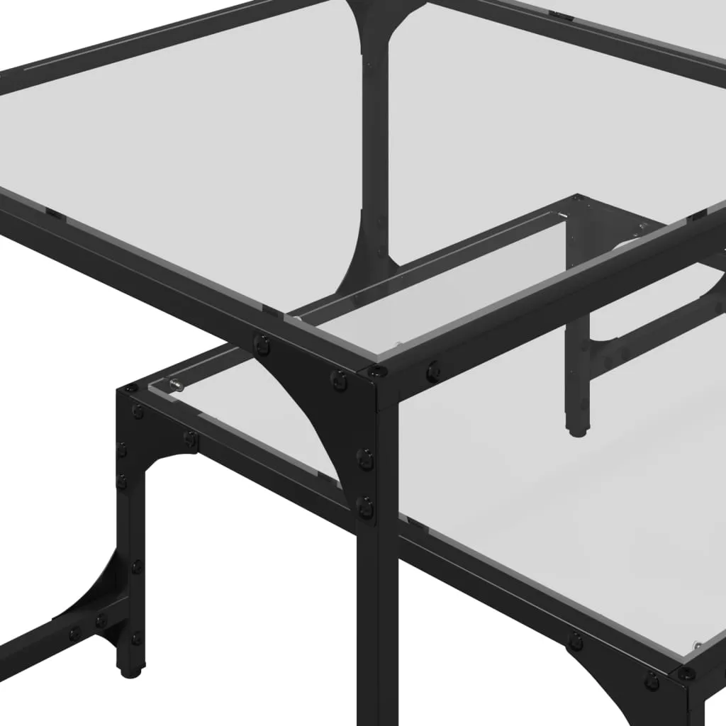 Eleganter Couchtisch 98,5 x 50 x 45 cm aus Glas und Massivholz