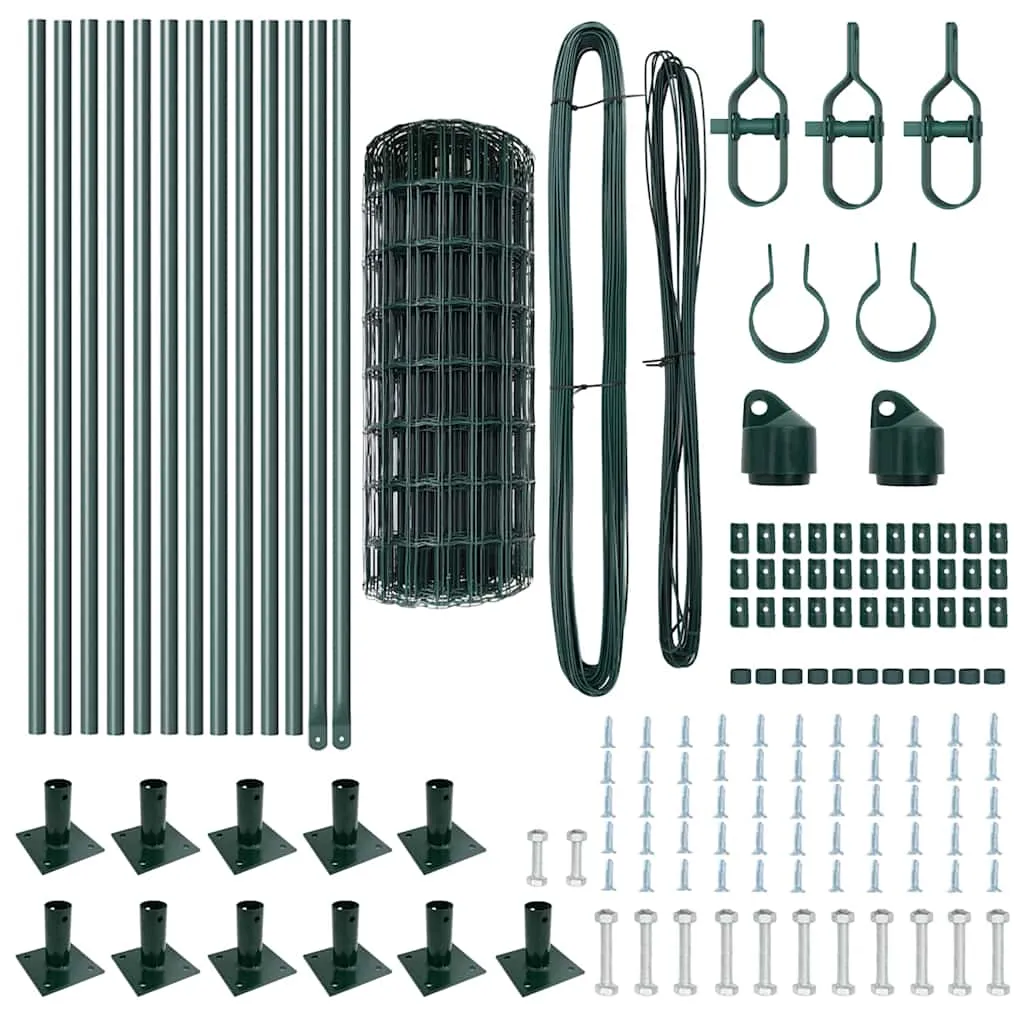 Outdoor-Zaunpaneel-Set 2500 x 3,2 x 60 cm Grün aus Stahl und PVC