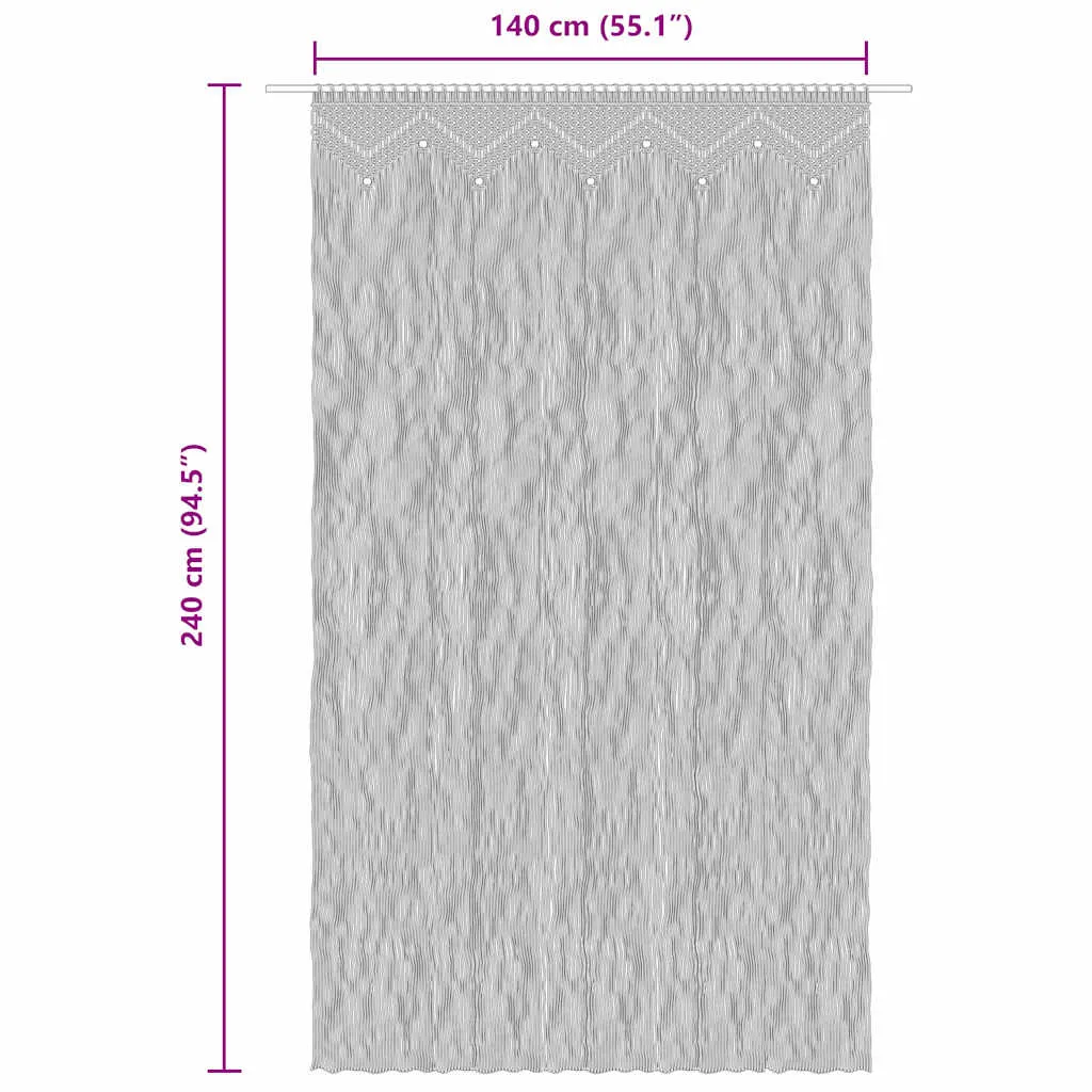 Fadengardine Makramee 140 x 240 cm Creme Baumwolle