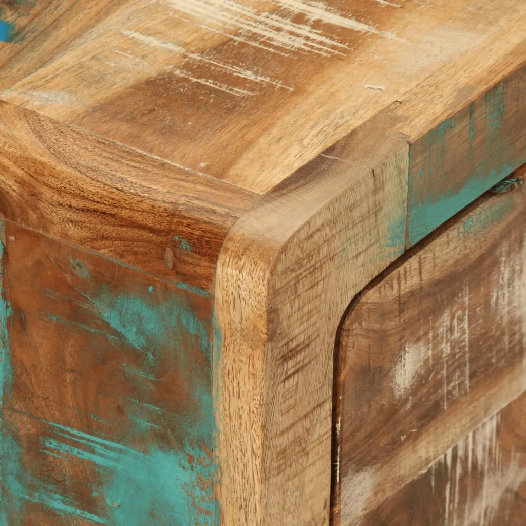 Holz-Couchtisch mit Tür und Schublade 89x55x29 cm Massivholz Farbmix