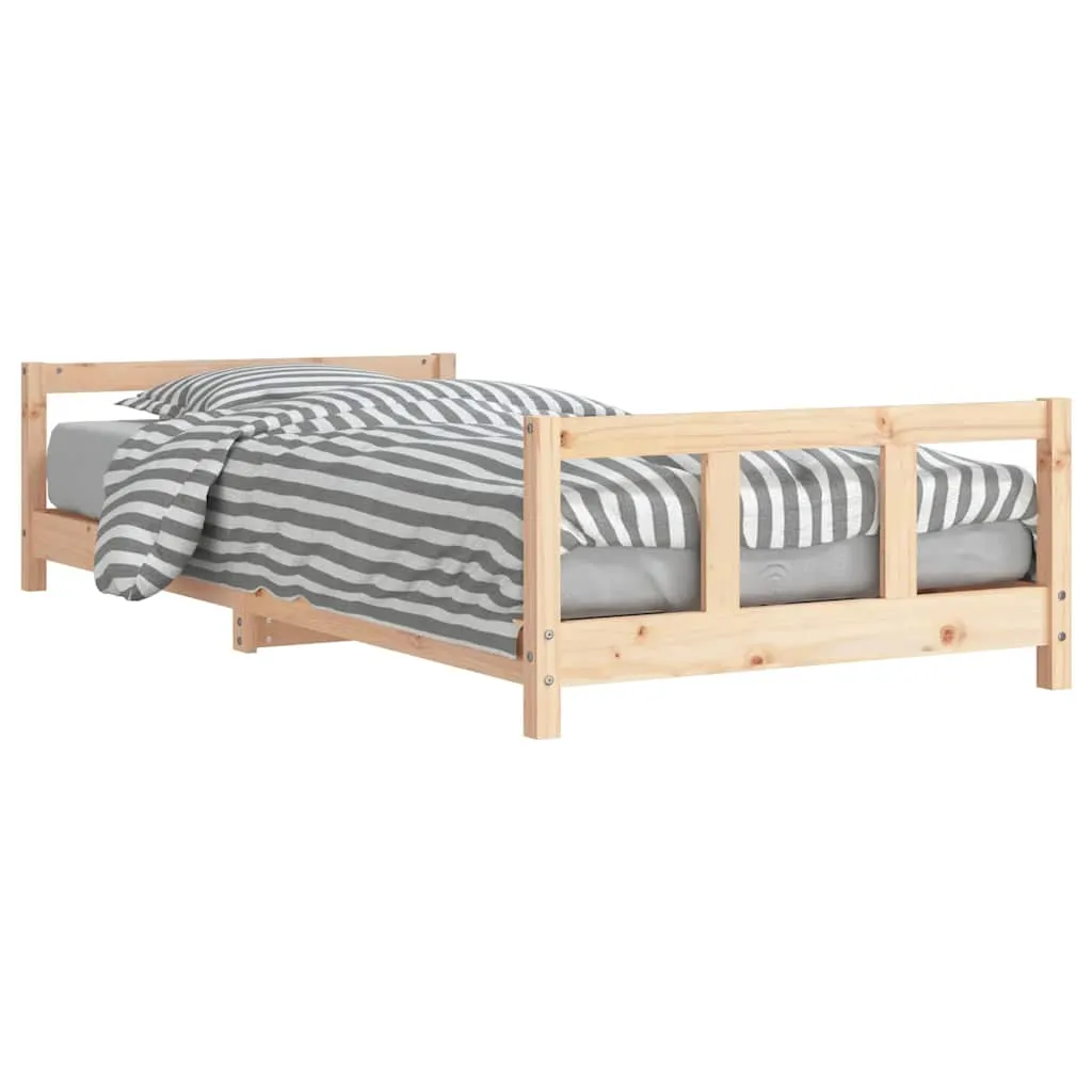 Kinderbett aus massivem Kiefernholz 205,5x95,5x45 cm natur