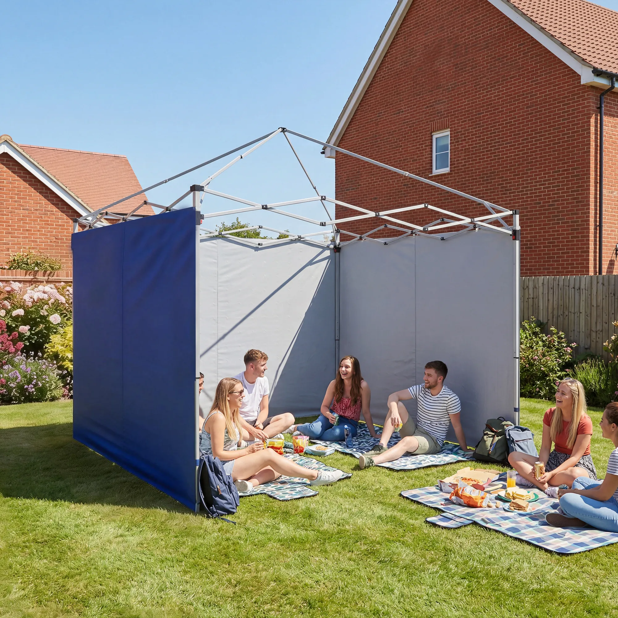 Seitenwände für 3x3m Gazebo Dunkelblau 3-teilig