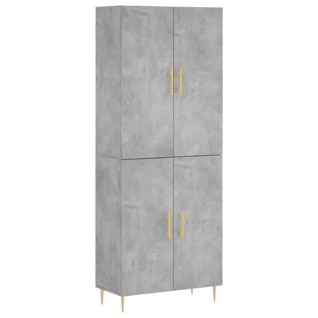 Highboard mit Sideboard 69,5x34x180 cm Betongrau aus Holzwerkstoff und Metall