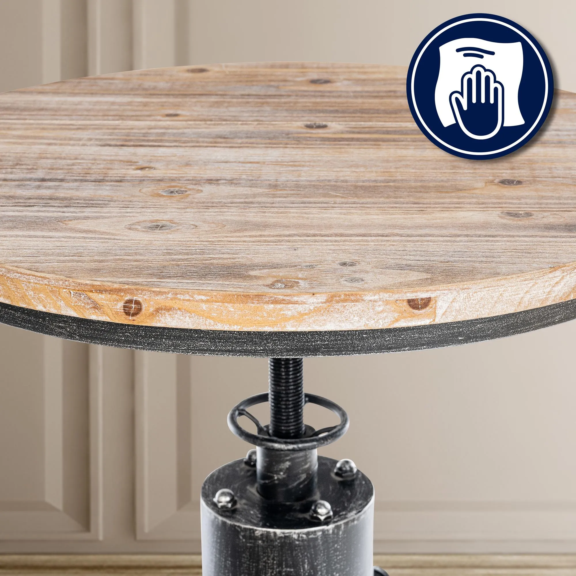 Stehtisch Ruhr Massivholz 54 cm antik silber