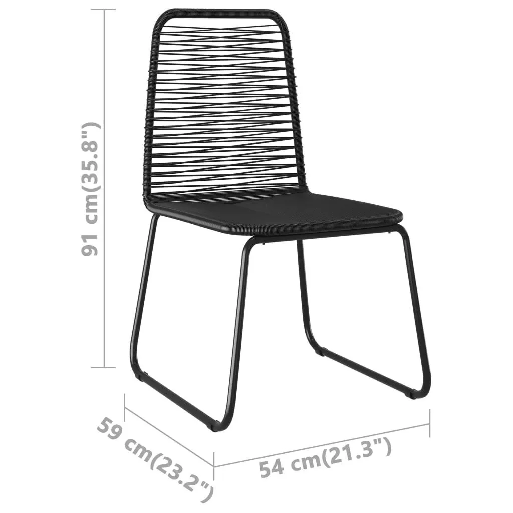 Garten-Essgruppe Tisch 150x90x74 cm Schwarz/Braun, Stühle 54x59x91 cm Schwarz