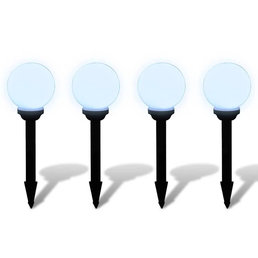 4-teilige LED-Solarleuchten, 36/47 cm, glänzend Weiß