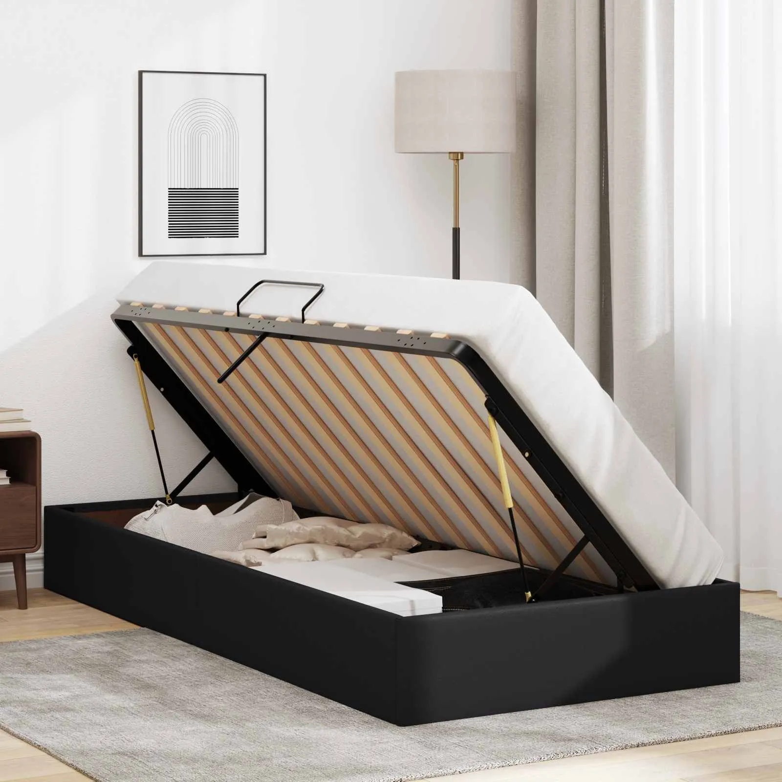 Ottoman Bettgestell 204 x 100 x 23.5 cm Schwarz