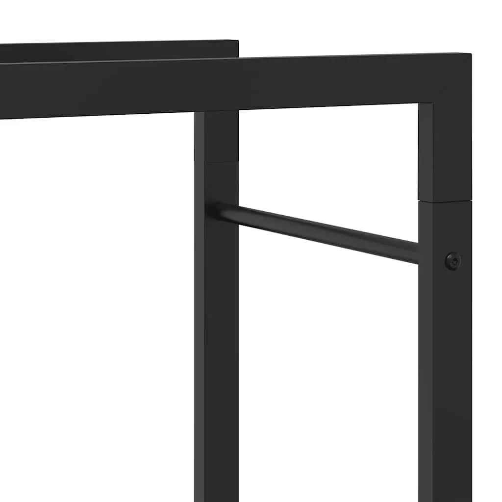 Kaminholzregal aus Stahl Mattschwarz 50 x 28 x 56 cm