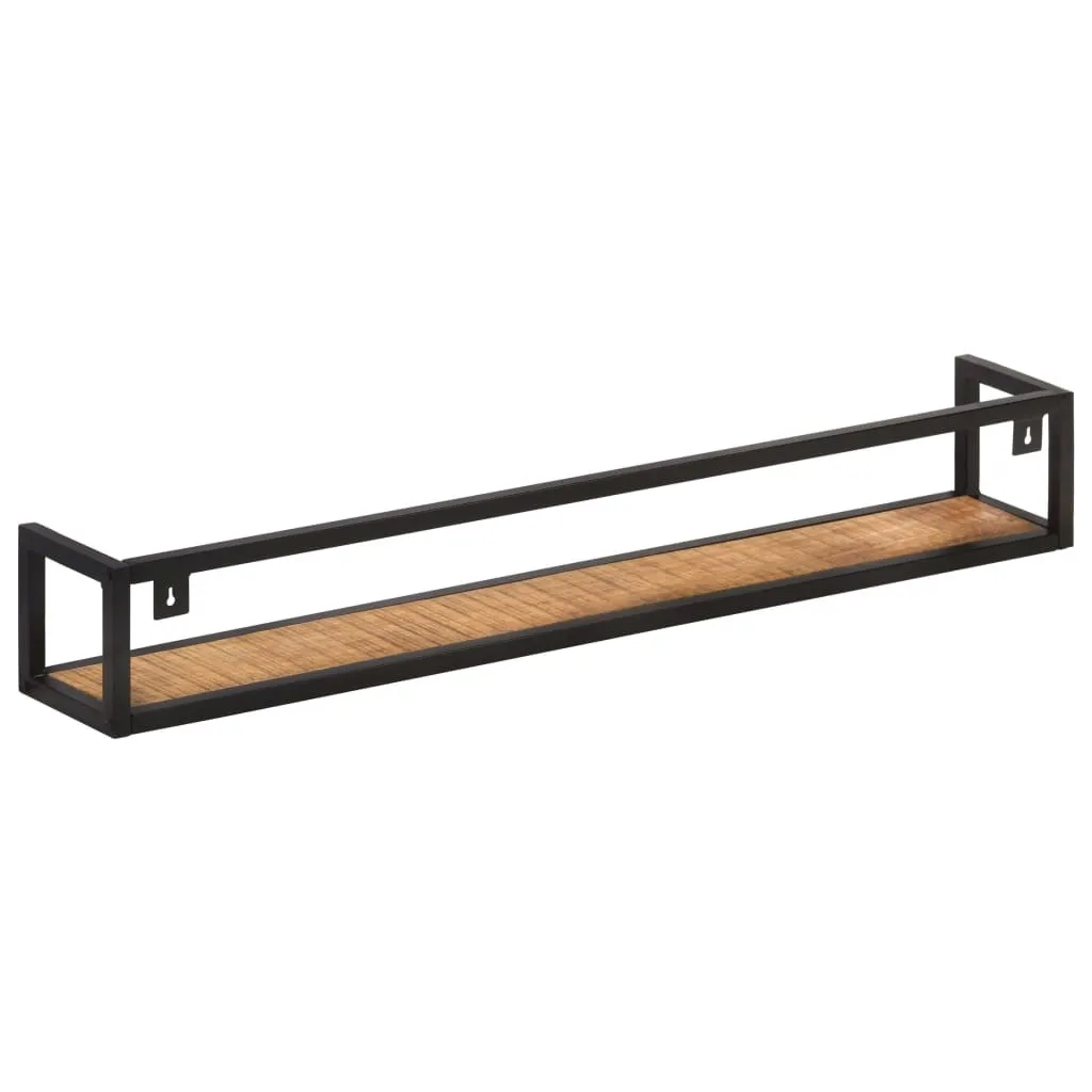 tinkaro Wandregale 2 Stk. MIQUEL Raues Mangoholz Schweberegale Braun/Schwarz