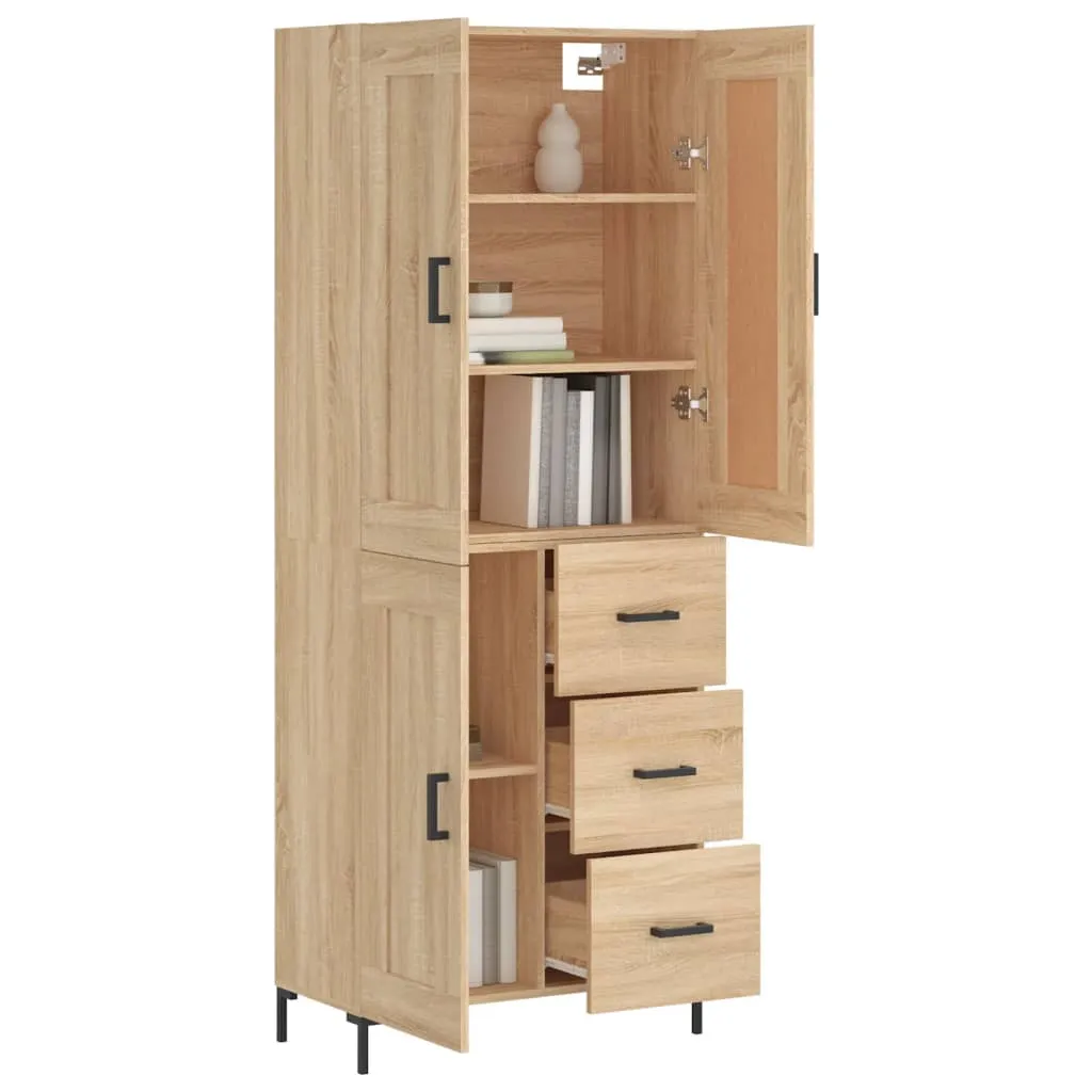 Highboard Sonoma-Eiche 69,5 x 34 x 180 cm aus Holzwerkstoff und Metall