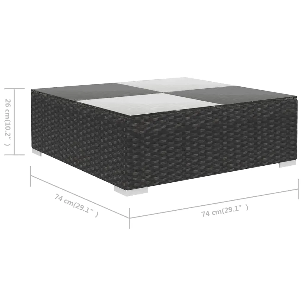 6-tlg. Garten-Lounge-Set mit Auflagen Poly Rattan Schwarz