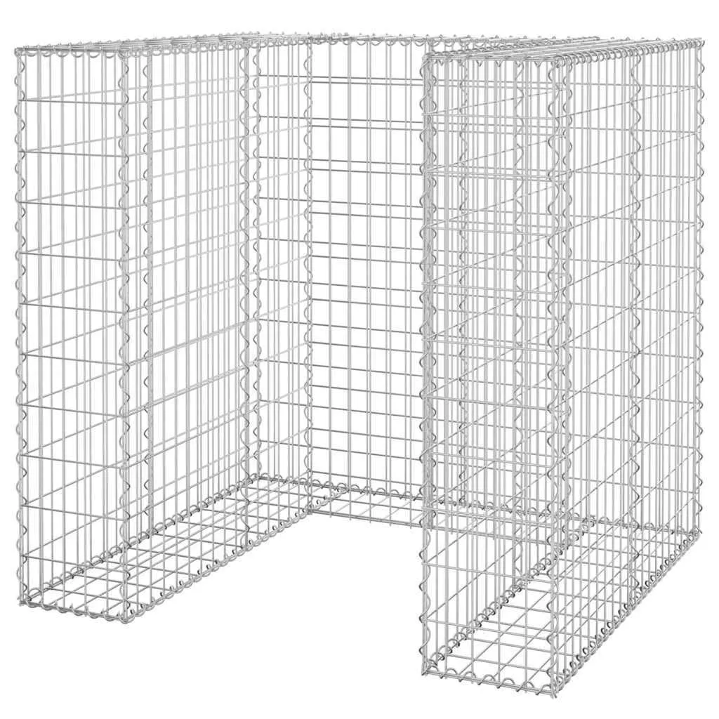 Gabionen-Mülltonnenverkleidung 110x100x110 cm silbern