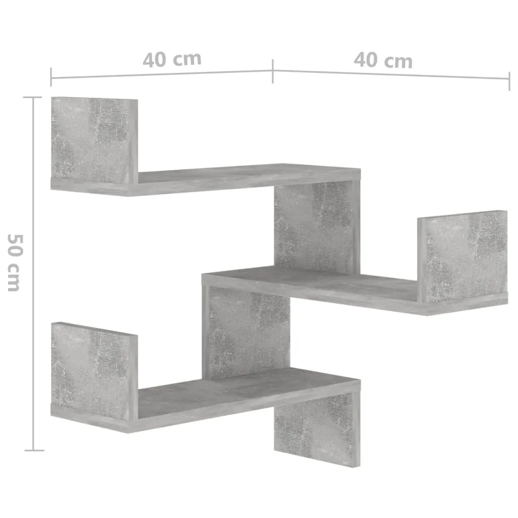 Eckregal Betongrau 40 x 40 x 50 cm aus Holzwerkstoff
