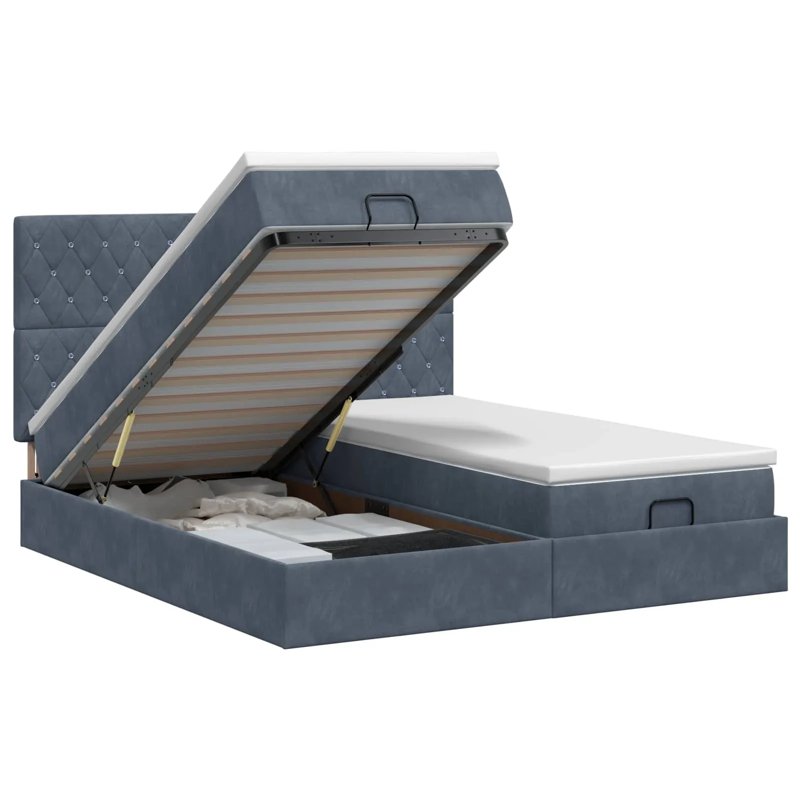Ottomanenbett mit Matratze 203x160x88 cm Dunkelgrau