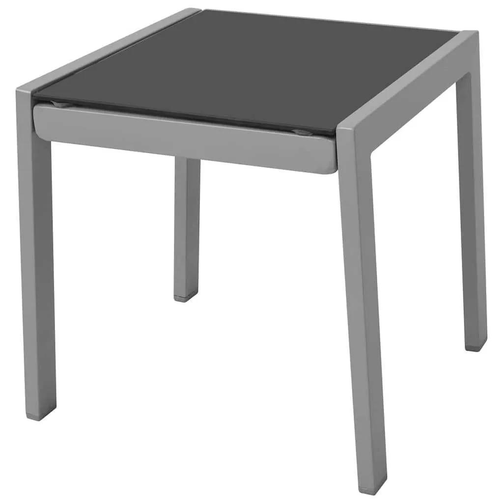 Aluminium Gartenliegen-Set 156x60x89 cm Schwarz/Silbergrau mit Tisch