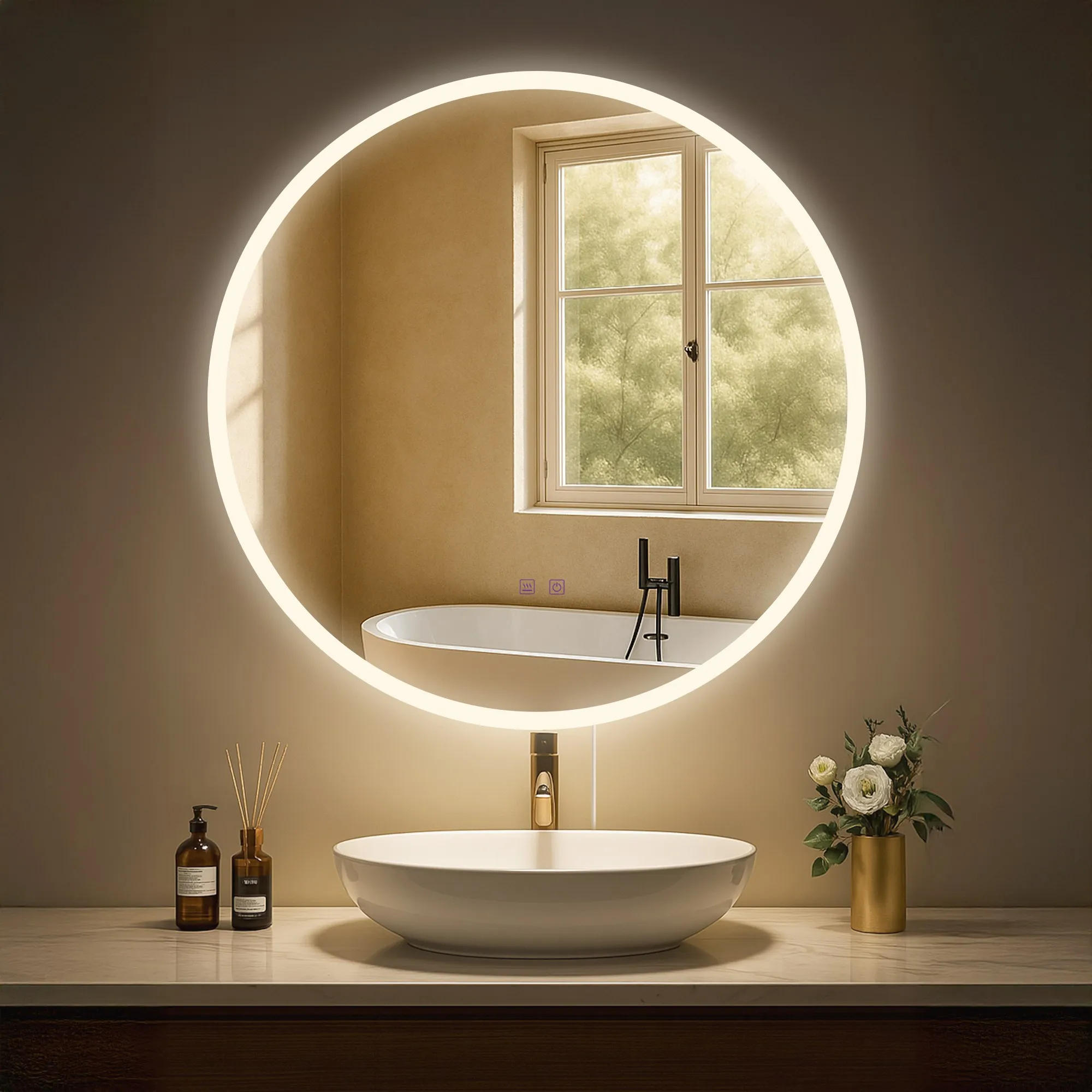 Badspiegel Laconia Bluetooth 70x70 cm Klarglas