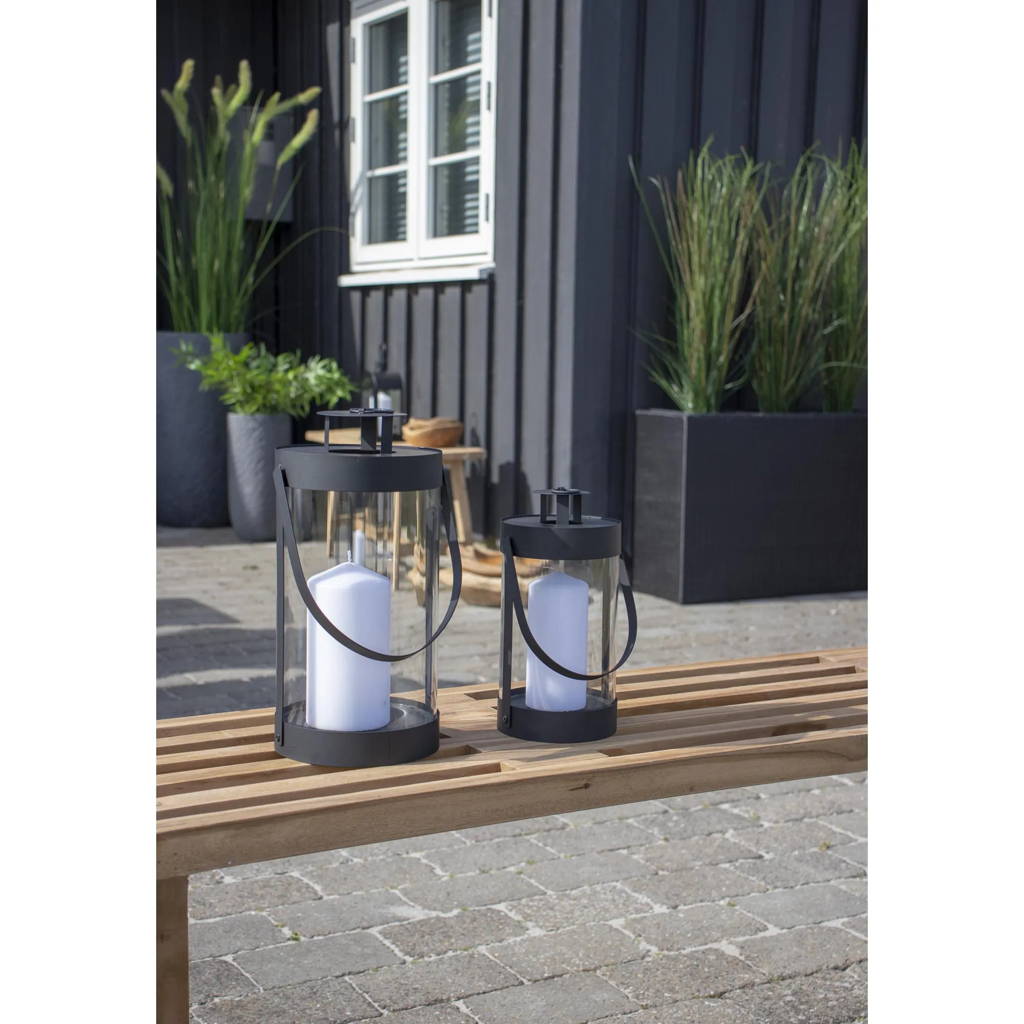 tinkaro Bondi Laternen Set 2-teilig 12 x 15 x 24-32 cm Schwarz