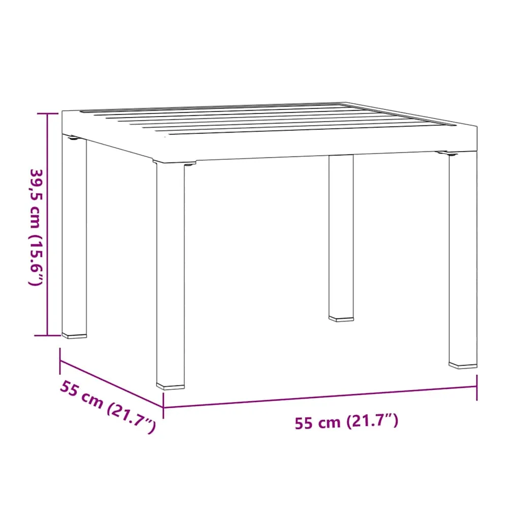 Garten-Couchtisch 55x55x39,5 cm Schwarz und Braun mit pulverbeschichtetem Stahlgestell