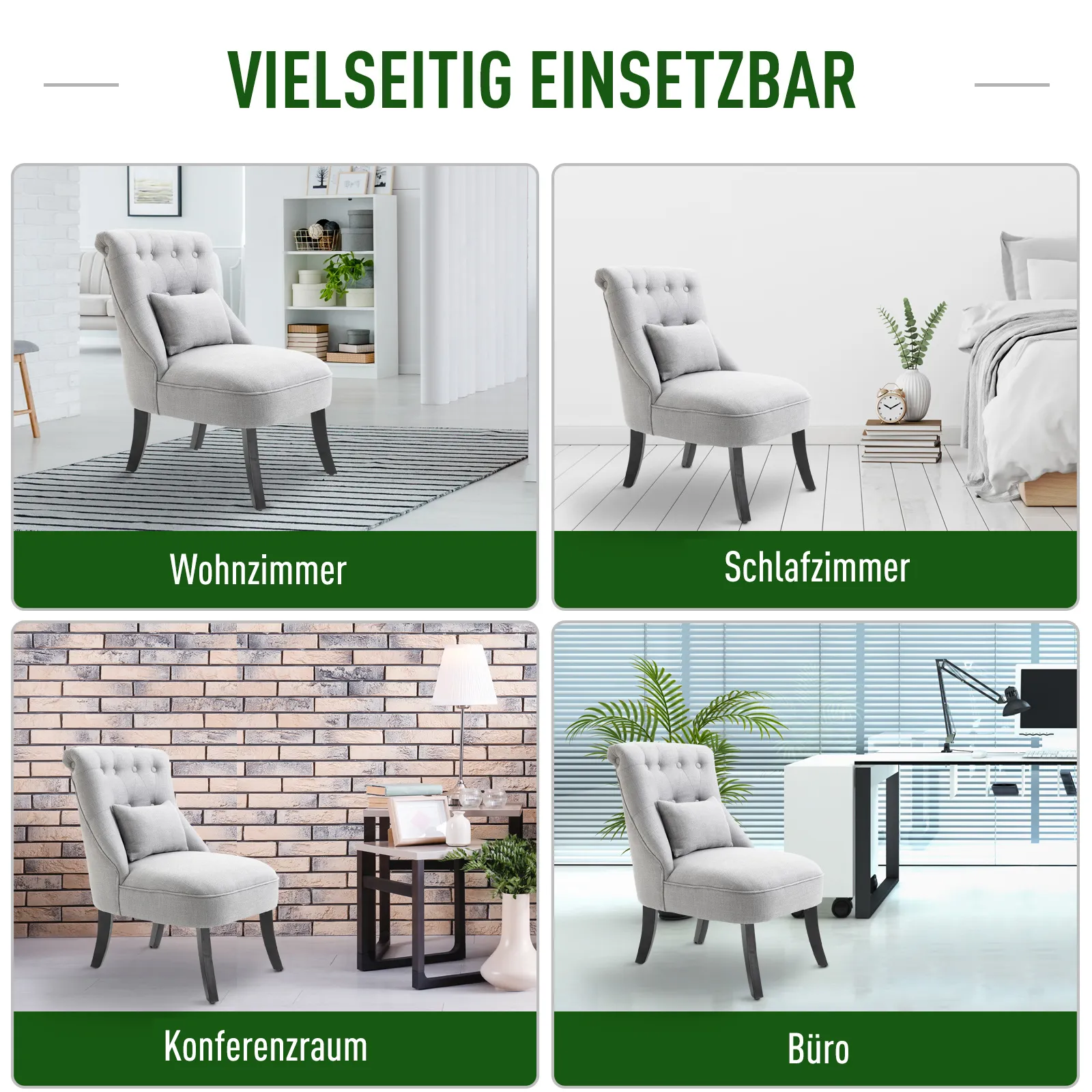 Sessel Wohnzimmer Relaxsessel Loungesessel Ruhesessel mit Rückenkissen, Holzbeine, Lesesessel mit Leinenoptik, Polstersessel für Schlafzimmer, Grau