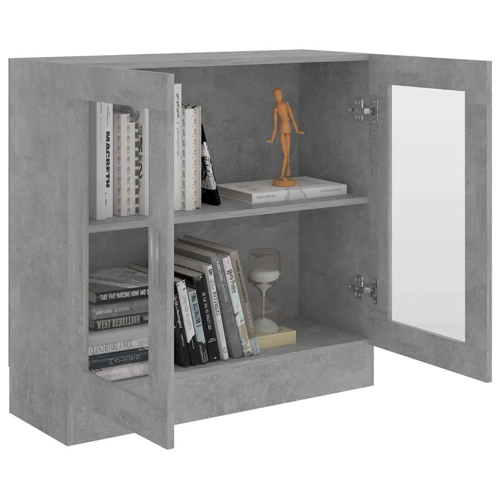 Vitrine mit 2 Fächern und 2 Türen 82,5x30,5x80 cm Betongrau