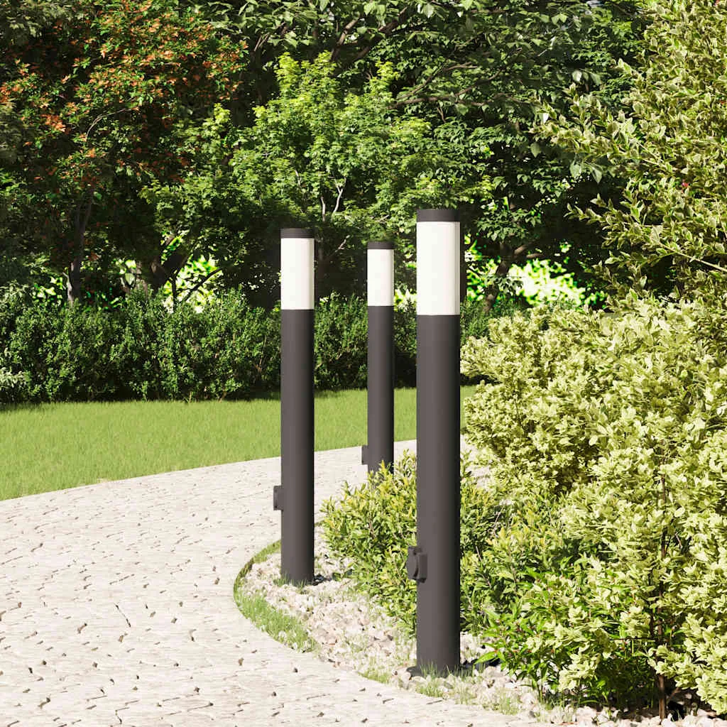 Pollerleuchte Schwarz 11 x 80 cm mit Steckdose und Diffusor